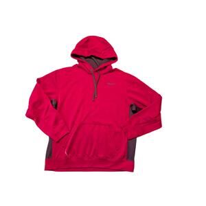 Nike Therma-FIT Men's Red Pullover Hoodie Swoosh Athletic Sweatshirt Size Large